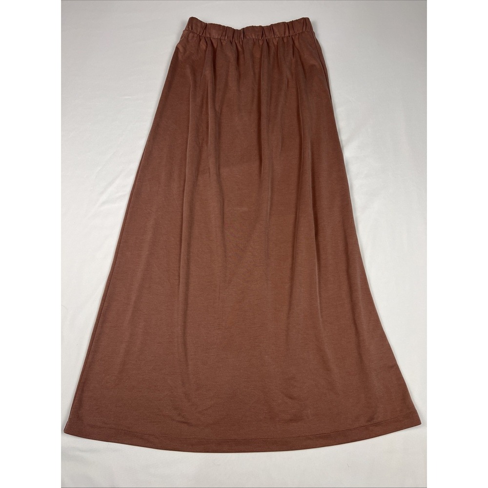 Club Monaco Brown Modal High Waisted Full Straight Maxi Skirt Size Small